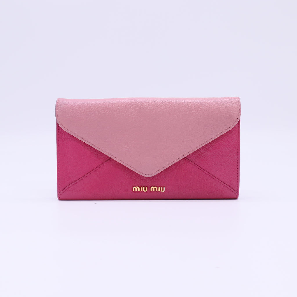 Miu Miu Madras Bicolor Leather Envelope Long Wallet W22148