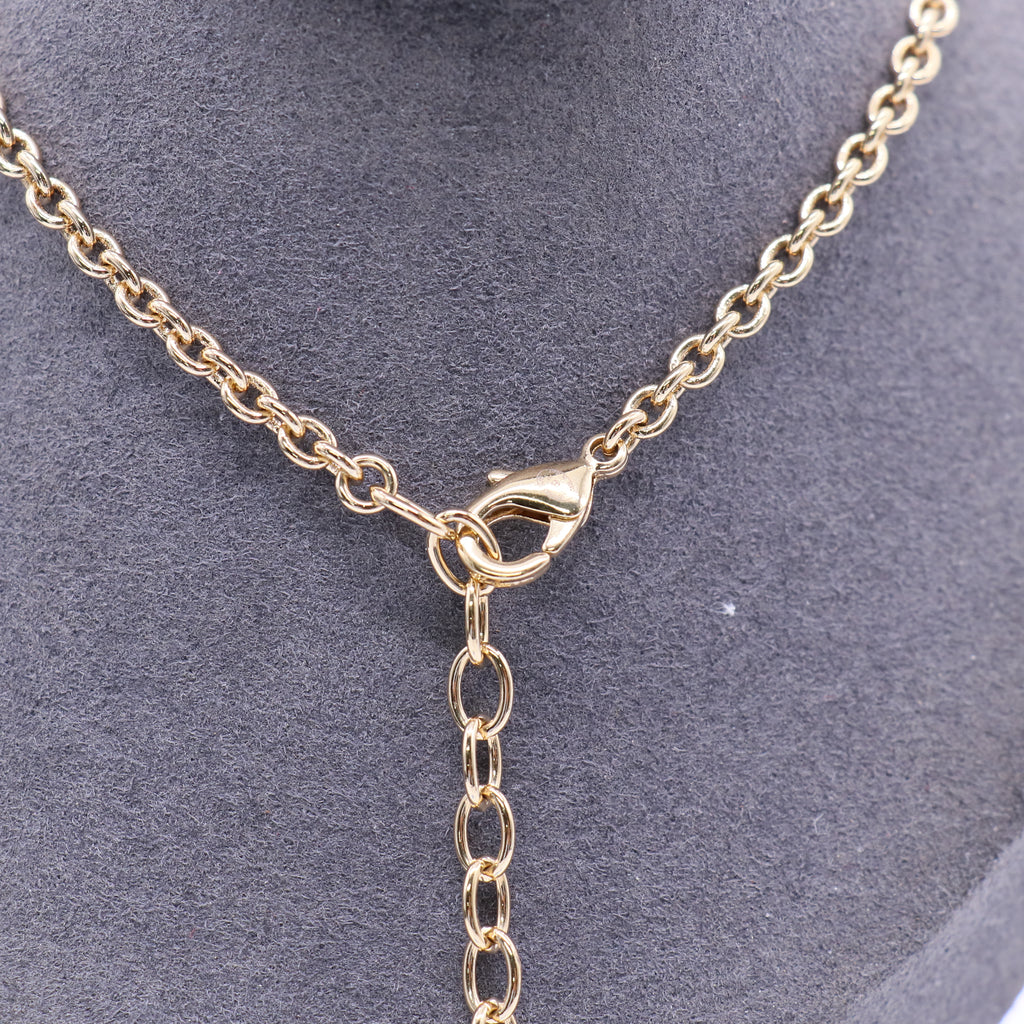 Pendant Necklace Metal Gold and Rhinestone Twins LDJ3754