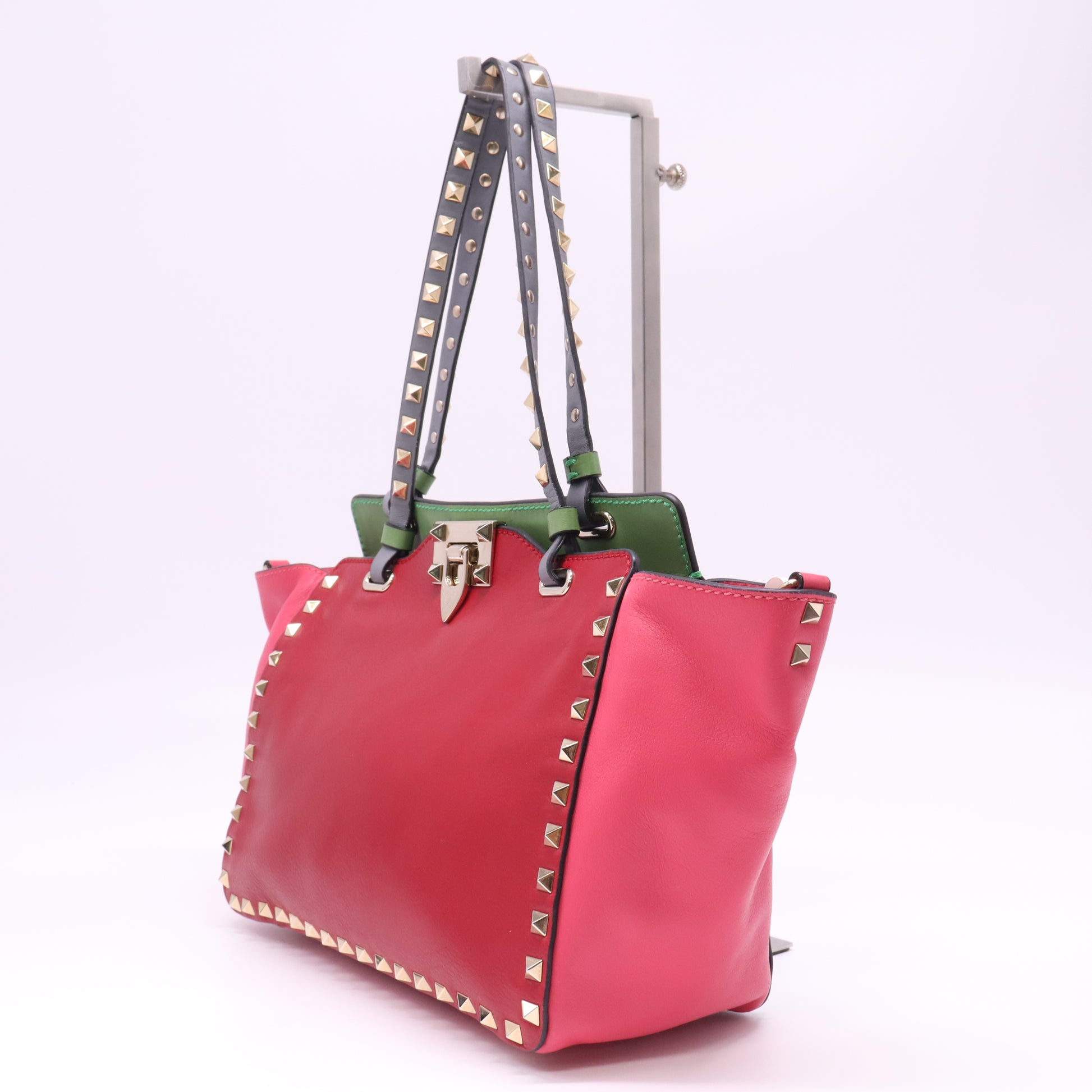 Valentino Garavani Rockstud Colorblock Tri-Color Trapeze Tote Bag B21410