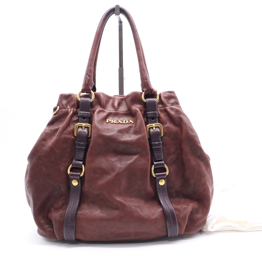 Brown Leather Handbag Twins