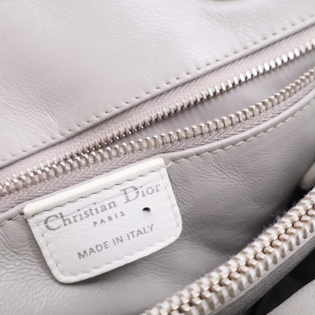 White Woven Leather Lady Dior Avenue Tote Twins B20276