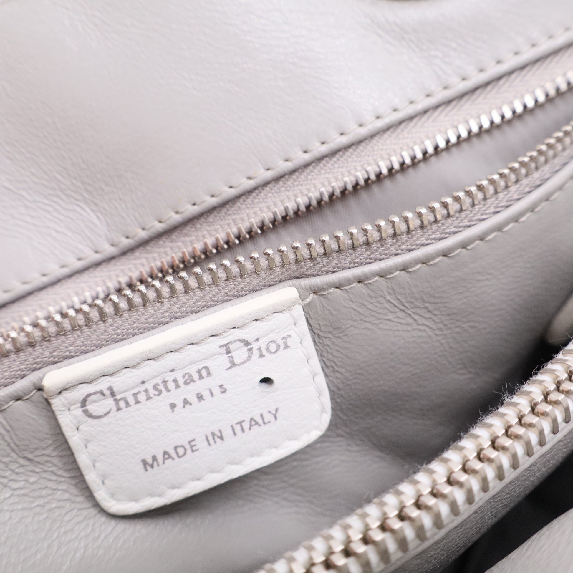 White Woven Leather Lady Dior Avenue Tote Twins B20276