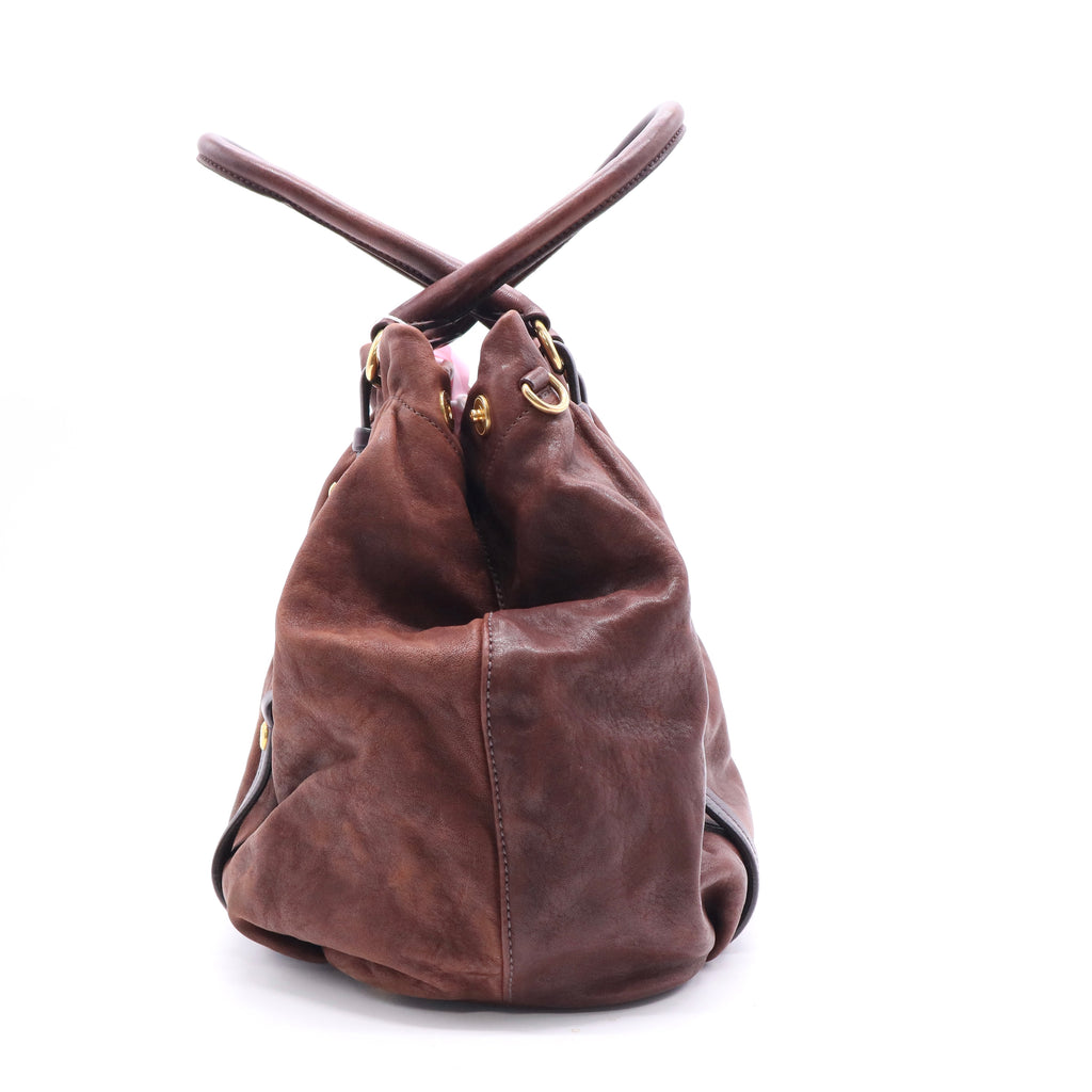 Brown Leather Handbag Twins