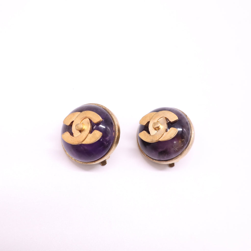 Chanel Vintage Gripoix Button Earrings W21991