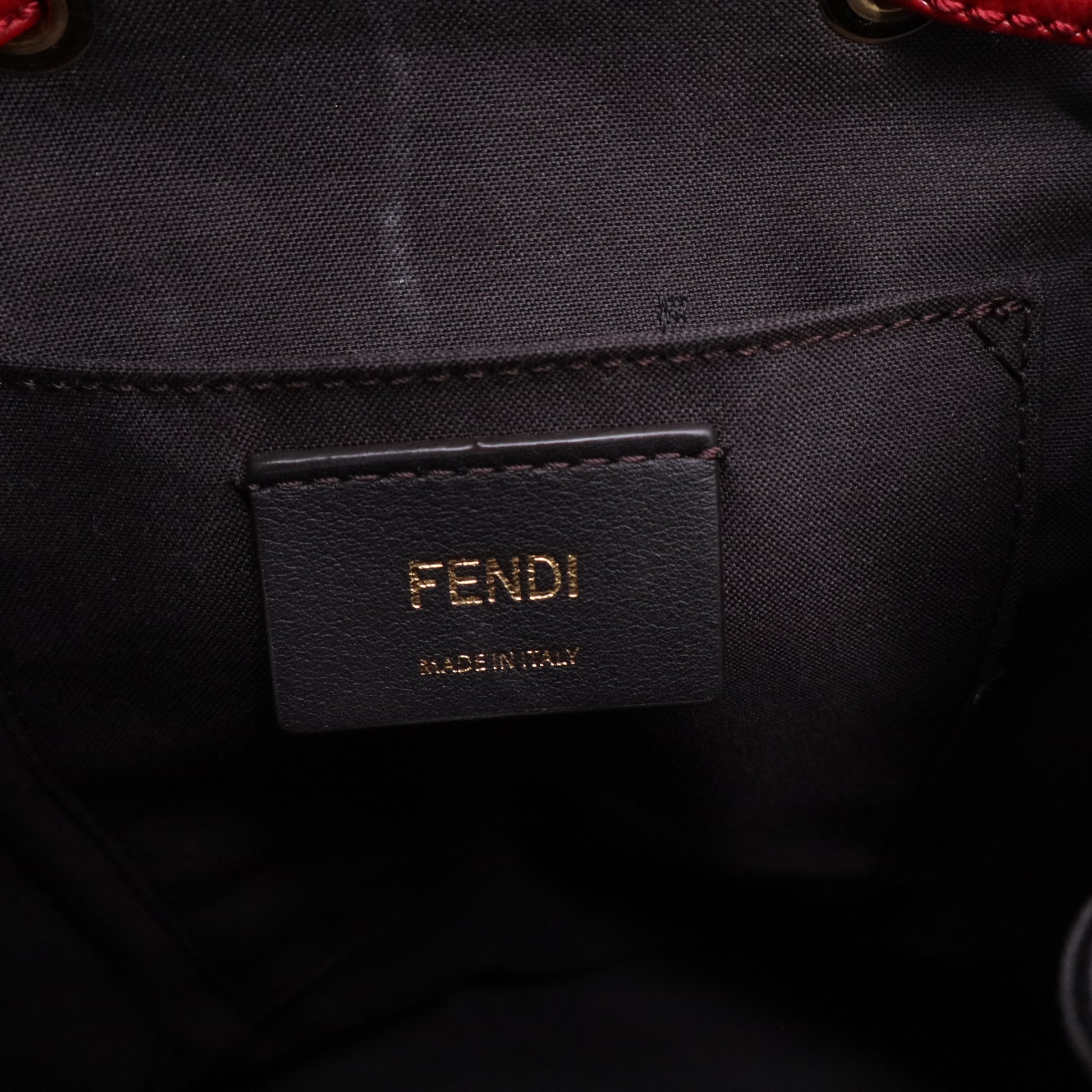 Drawstring Flap Backpack Leather with Zucca Embossed Detail Small  B20598