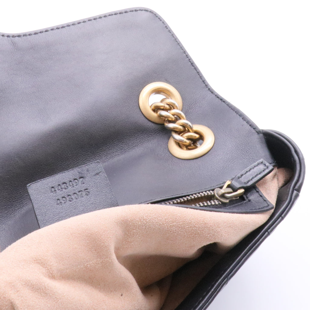 Pearly GG Marmont Flap Bag Embellished Matelasse Leather