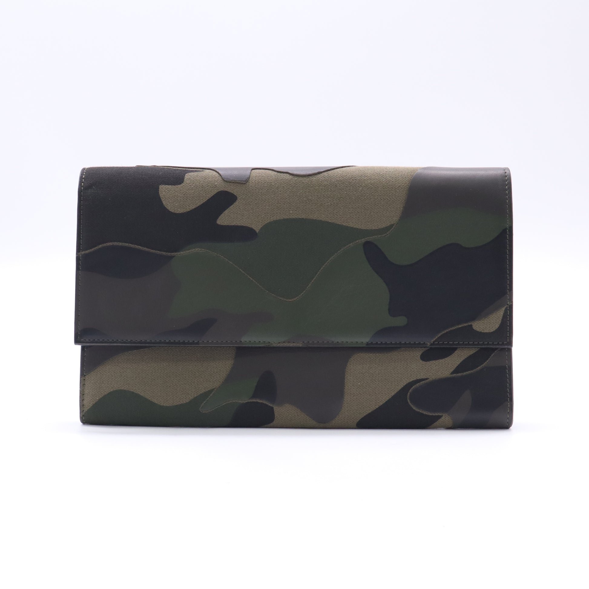 Valentino Garavani Leather Camouflage Travel Pouch / Clutch Bag W22757