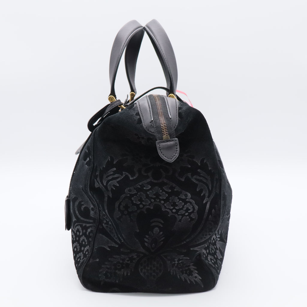 Nubuck Brocade Soft Stirrup velvet damask pattern Shoulder Bag For Gisel