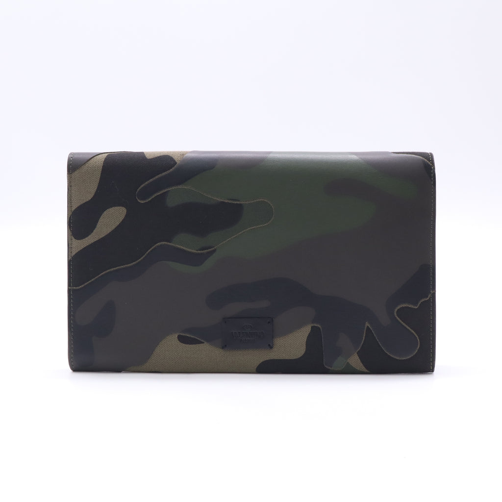 Valentino Garavani Leather Camouflage Travel Pouch / Clutch Bag W22757