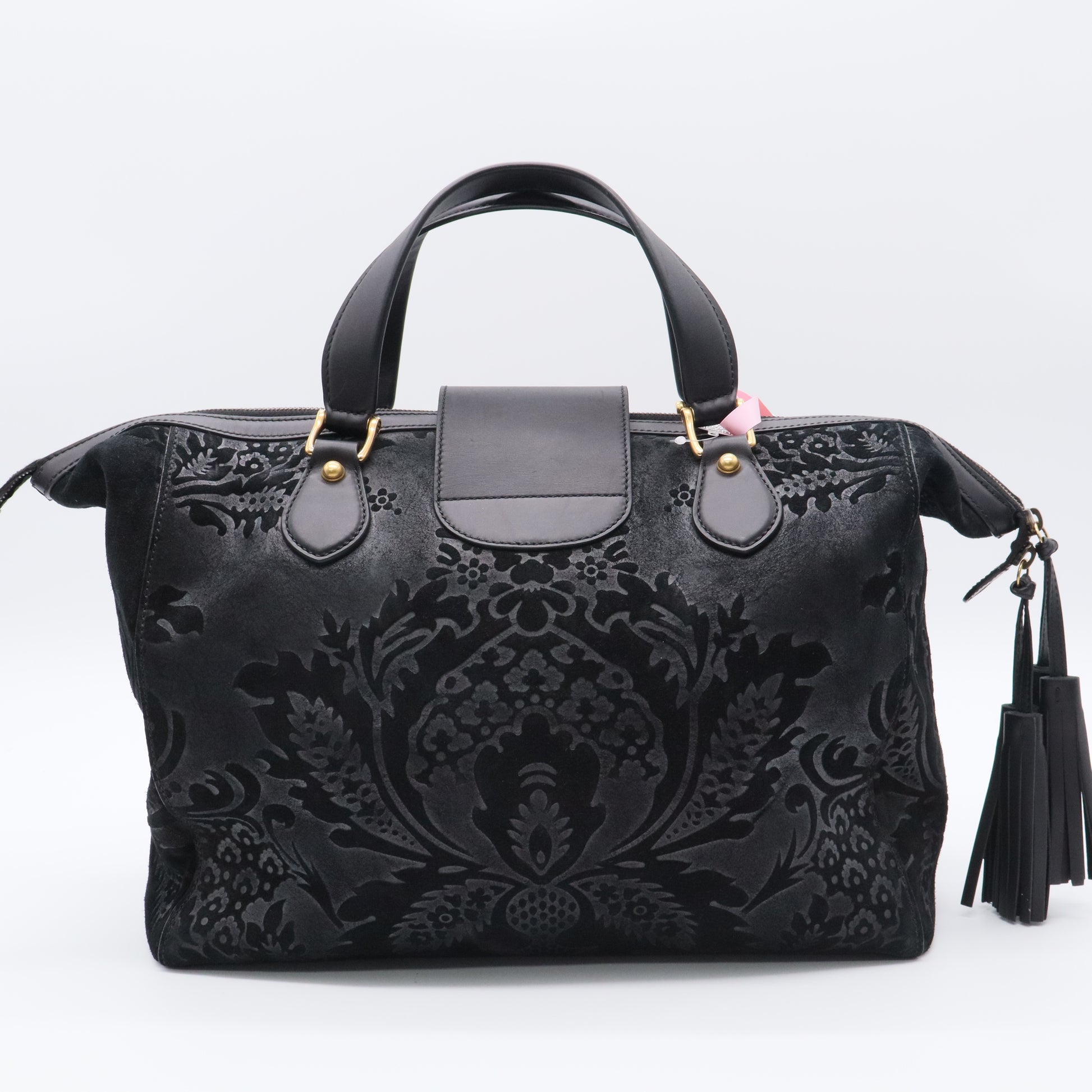 Nubuck Brocade Soft Stirrup velvet damask pattern Shoulder Bag For Gisel