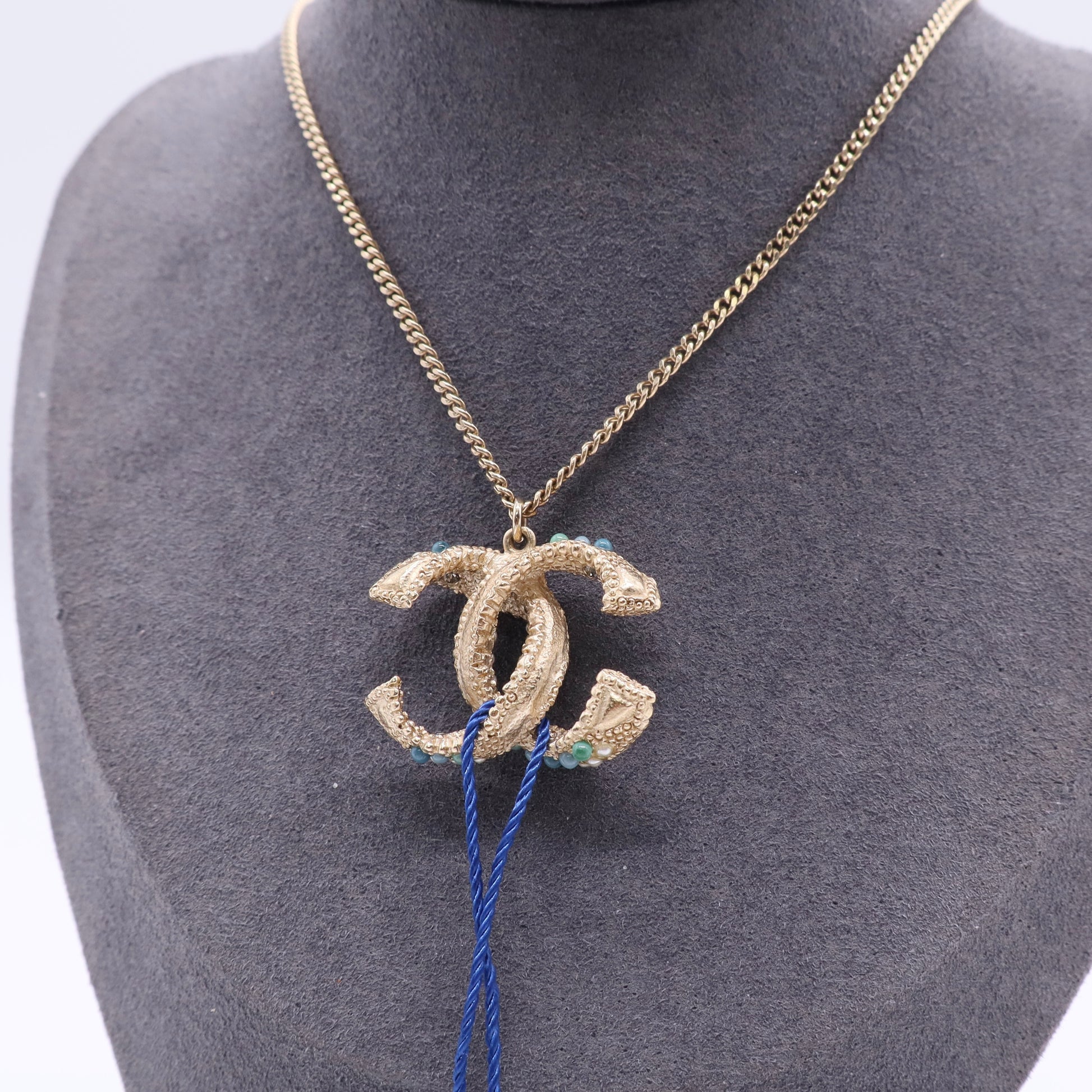 Crystal Embellished CC Pendant Necklace Twins
