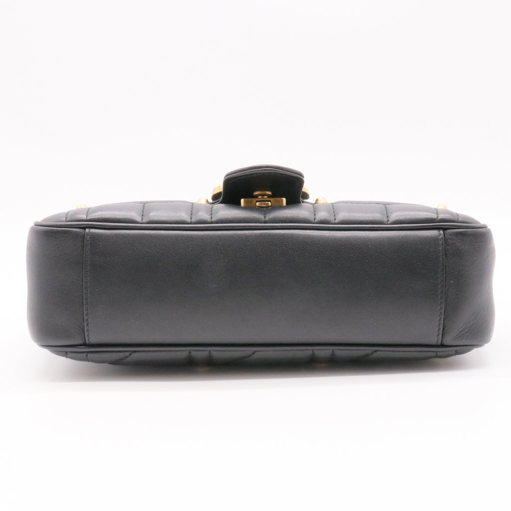 Pearly GG Marmont Flap Bag Embellished Matelasse Leather