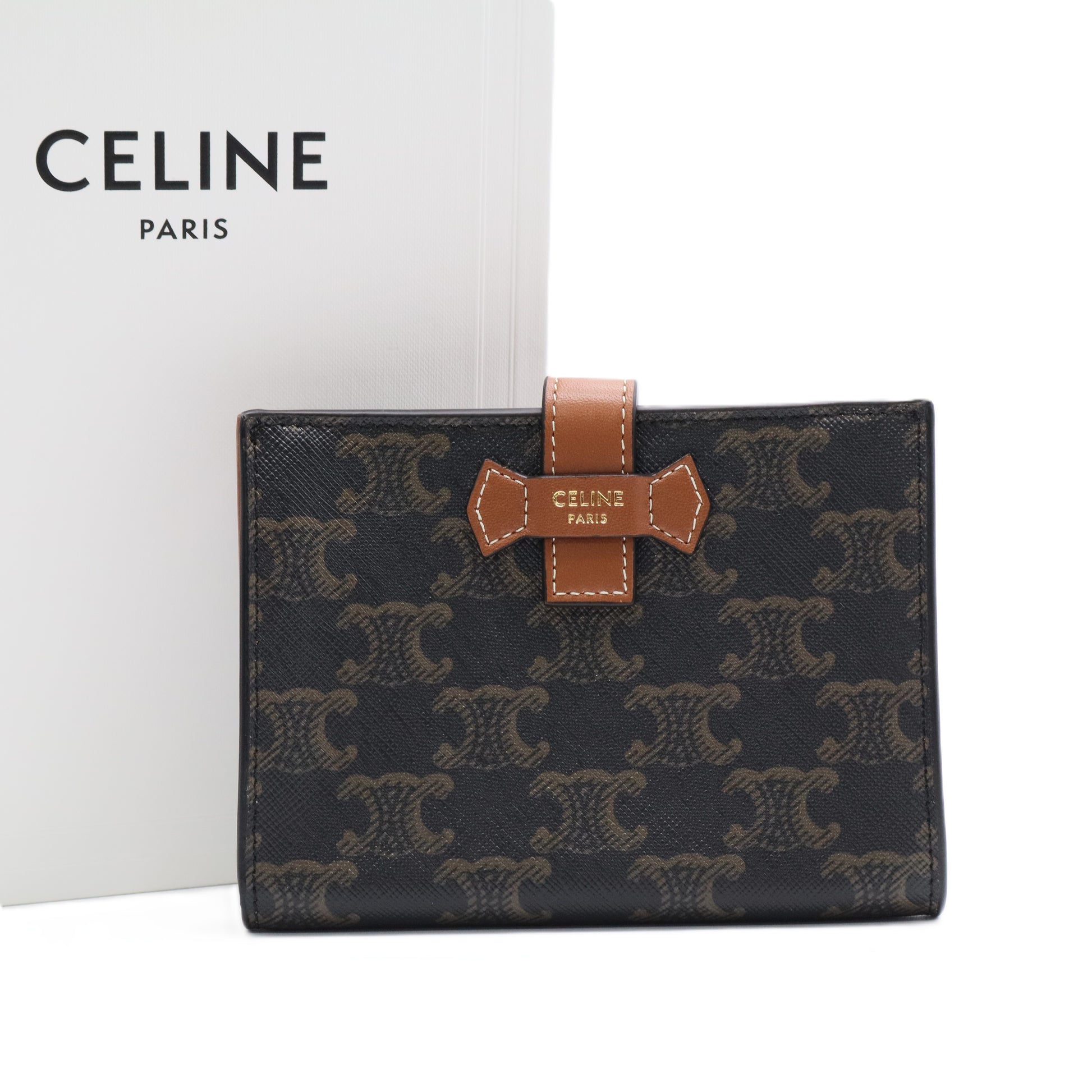 Triomphe Coated Canvas/Leather Compact Card Holder Wallet