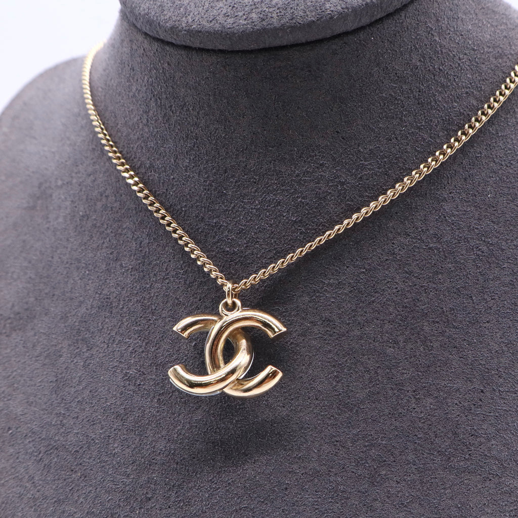 Chanel Gold Silver CC Chain Pendant Necklace Twins