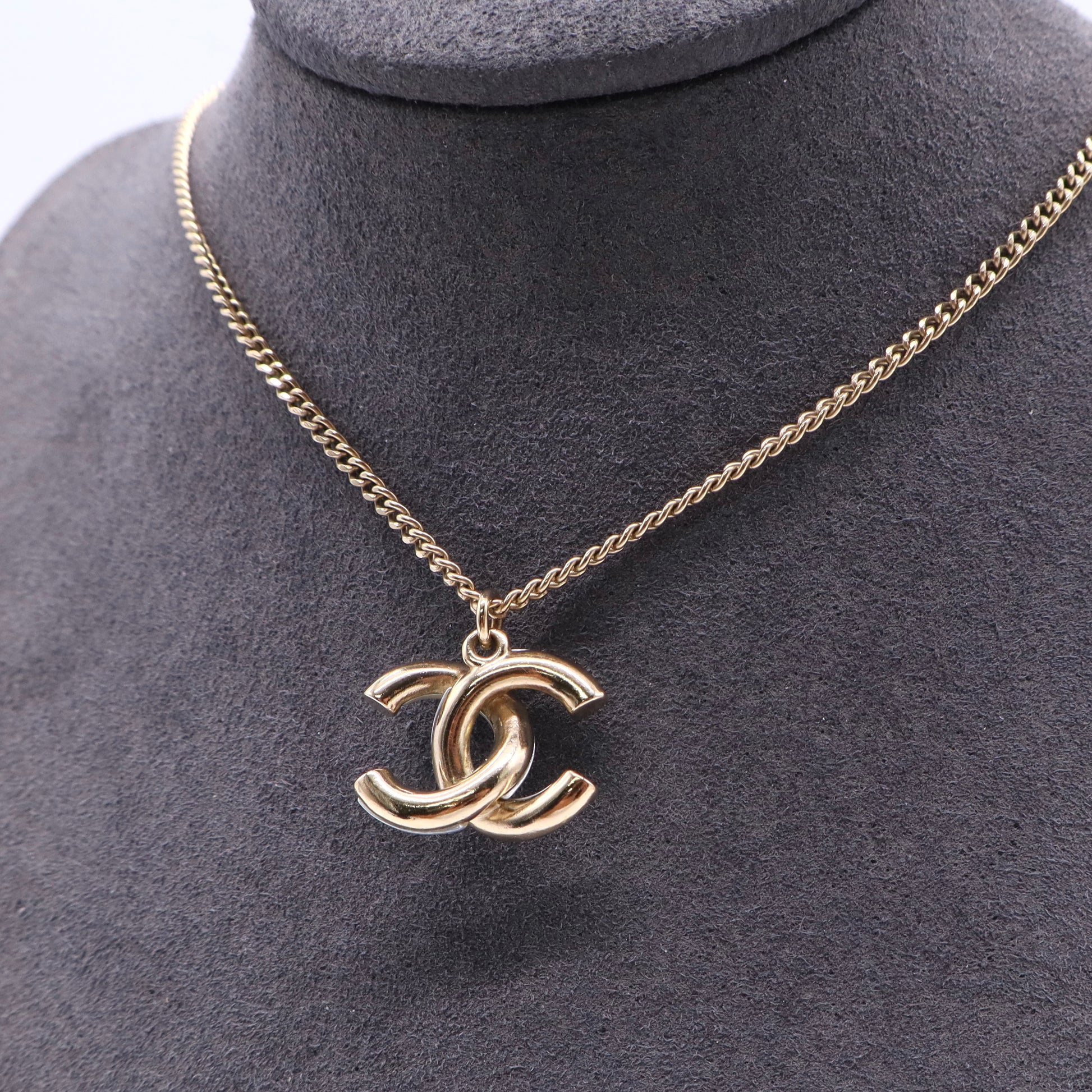 Chanel Gold Silver CC Chain Pendant Necklace Twins