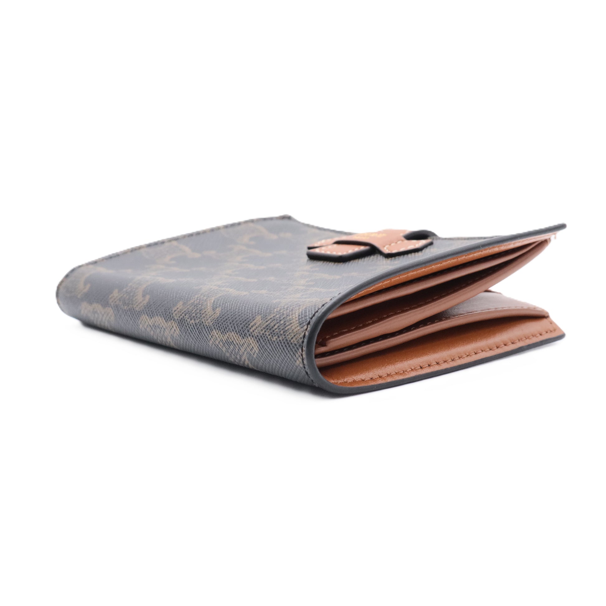 Triomphe Coated Canvas/Leather Compact Card Holder Wallet