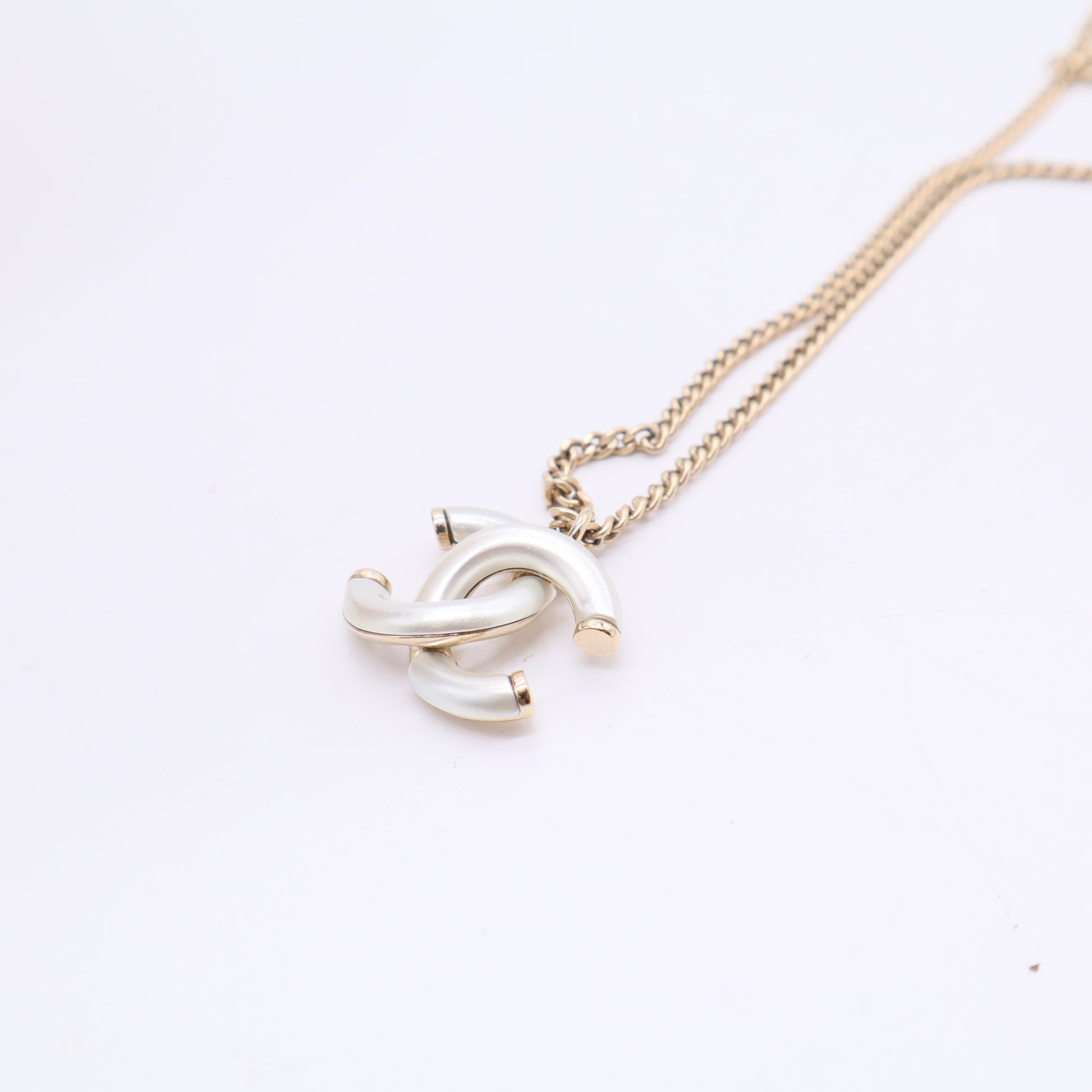 Chanel Gold Silver CC Chain Pendant Necklace Twins