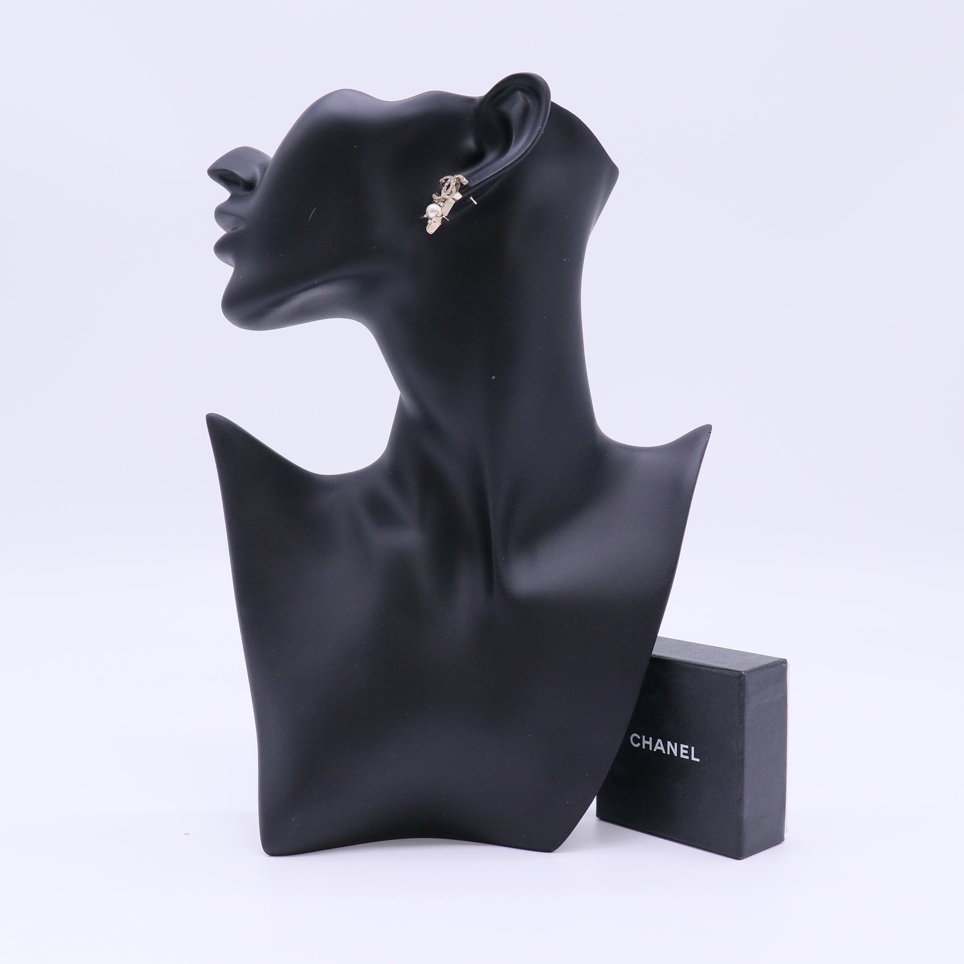 Chanel Crystal Pearl CC Star Heart Asymmetric Earrings W22136
