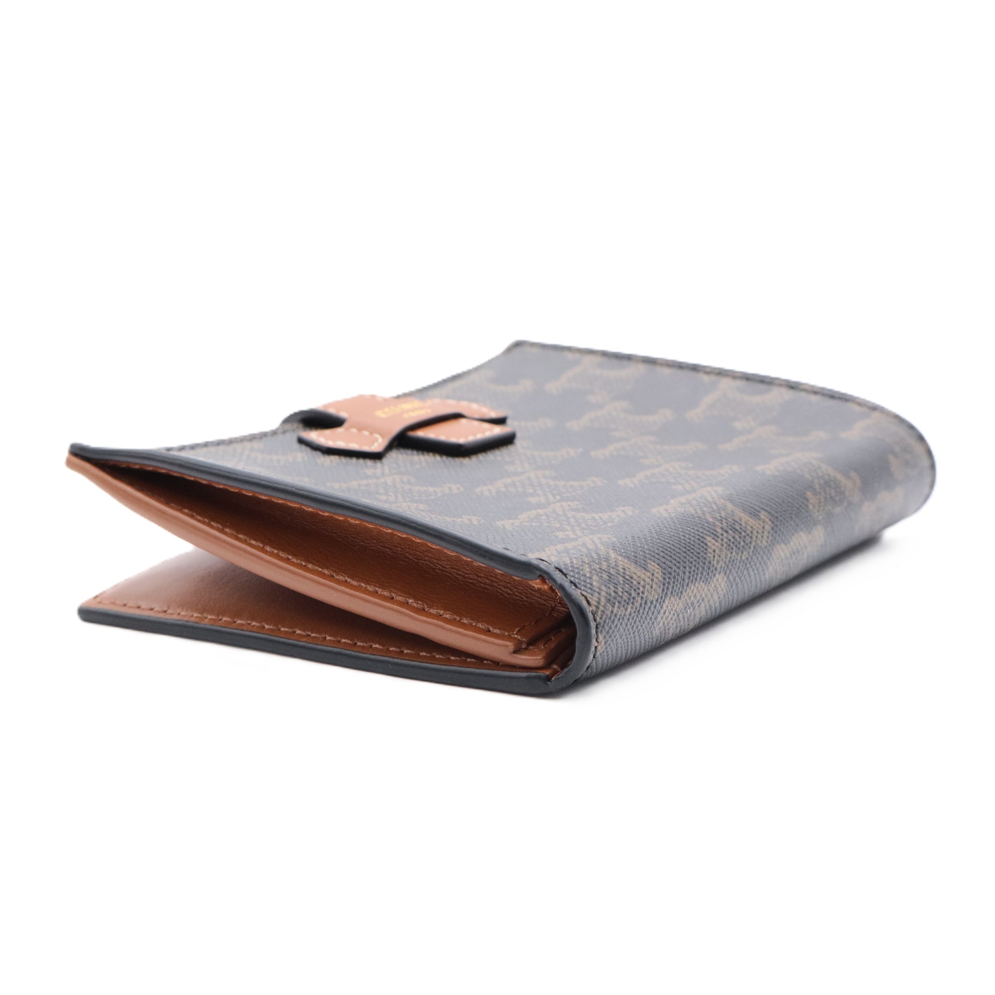 Triomphe Coated Canvas/Leather Compact Card Holder Wallet