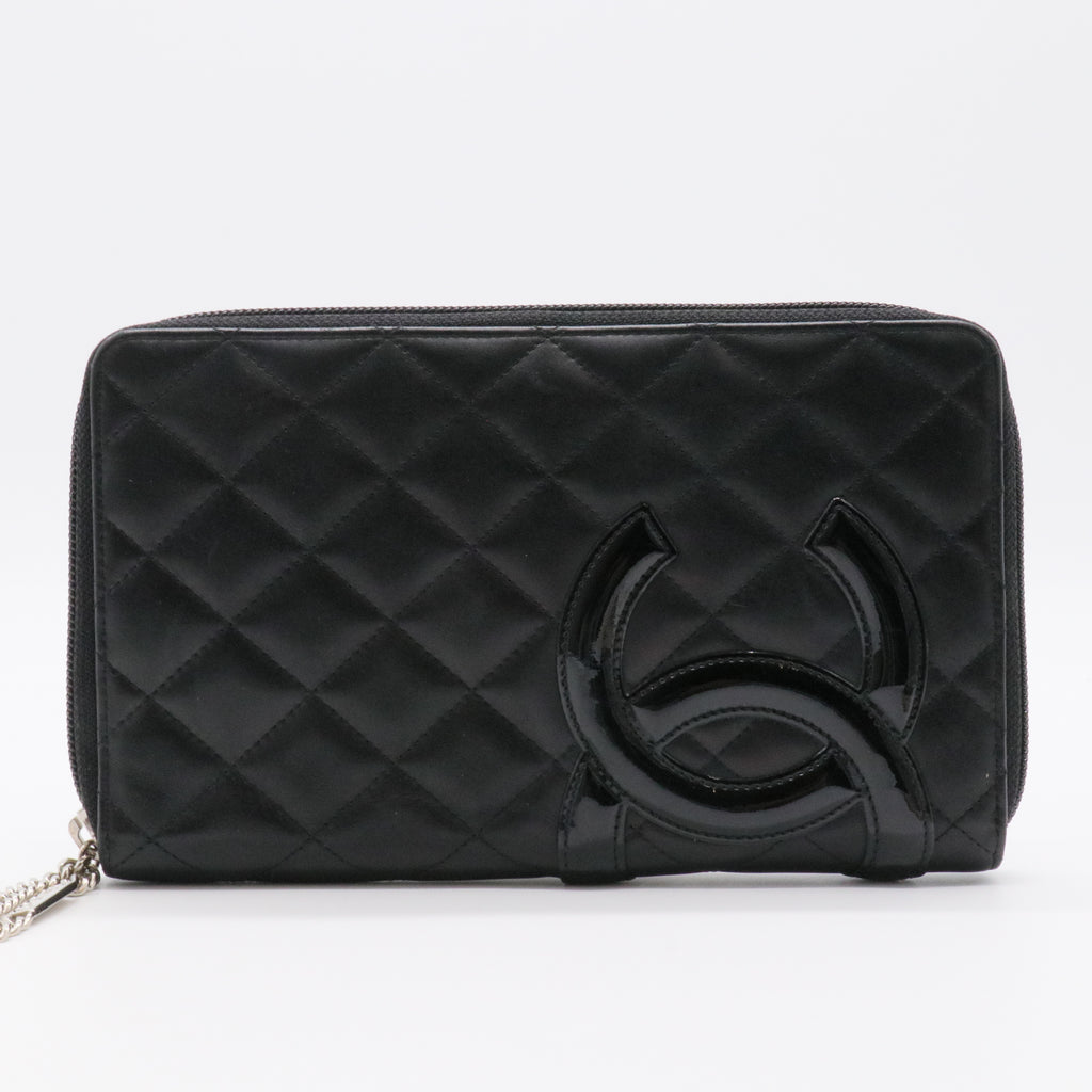 CC Quilted Caviar Zip Around Wallet long wallets