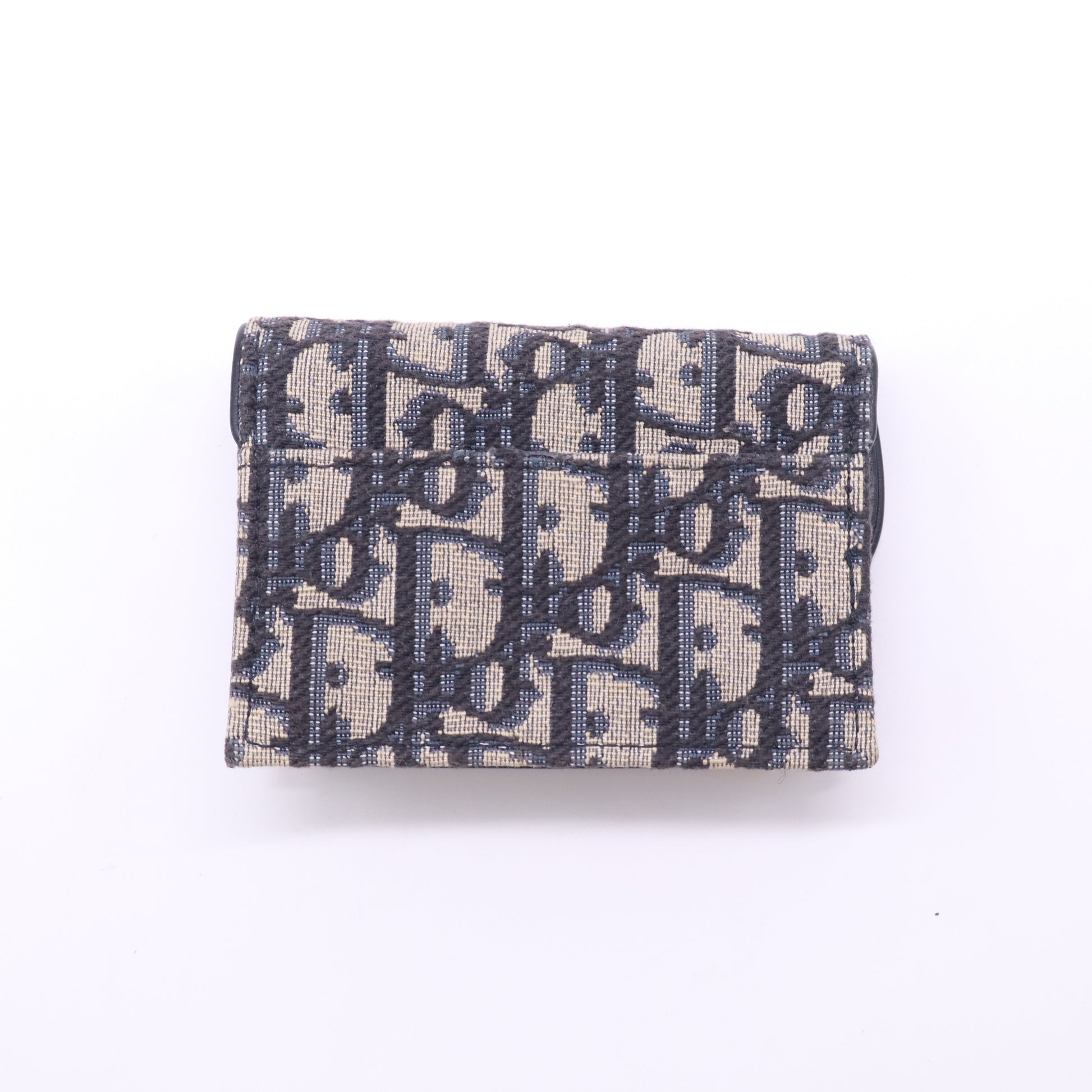 Dior Saddle Flap Card Holder in Blue Dior Oblique Jacquard W22798