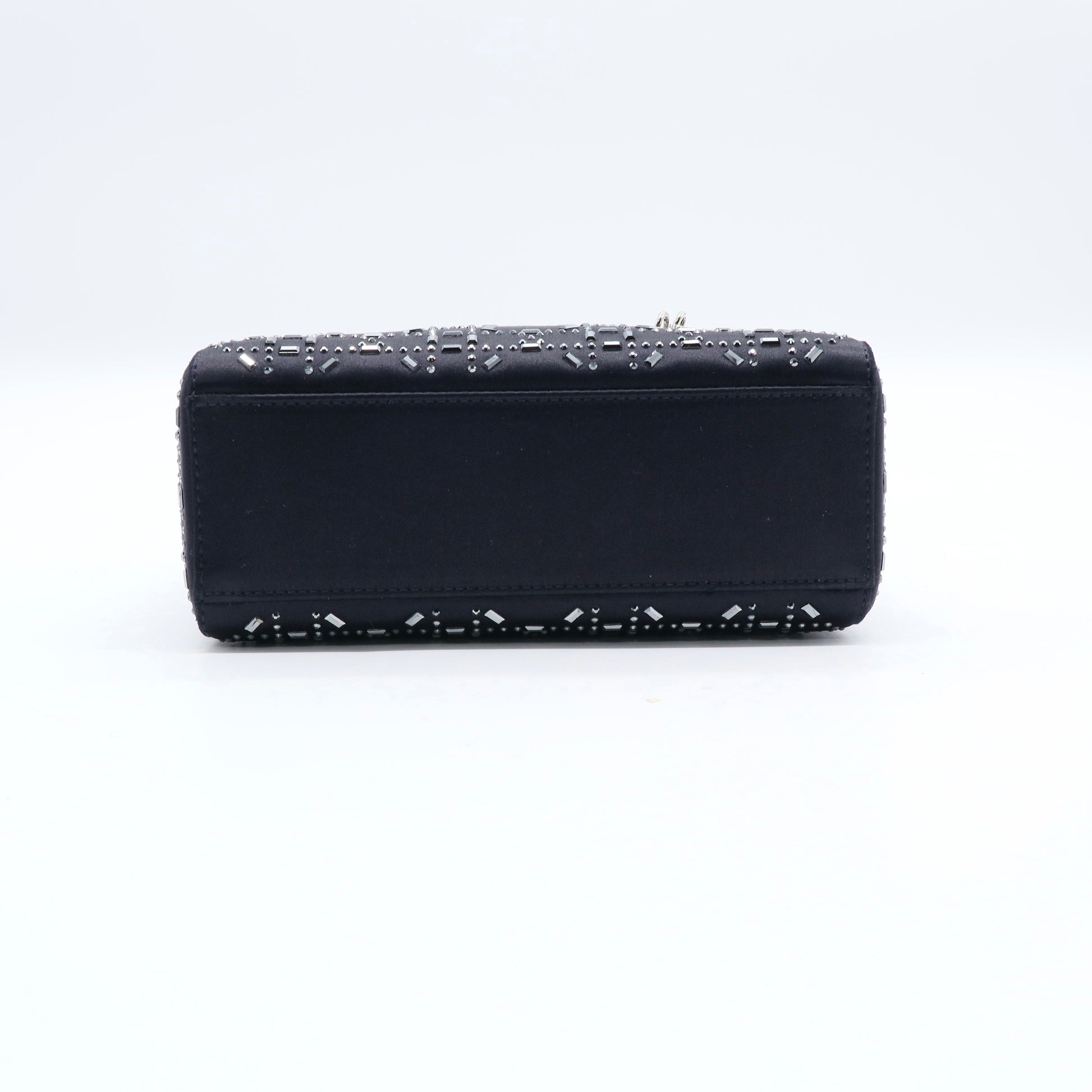 Black Mini Satin Cannage Strass Crystal Embellished Lady Dior Twins