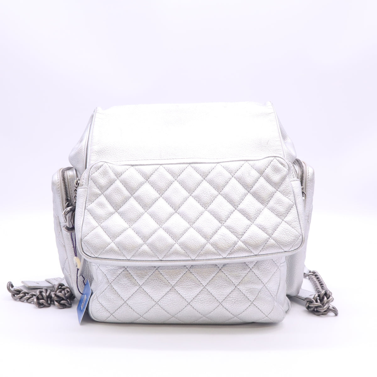 Chanel Casual Rock Airlines Backpack Medium Silver Twins LDZ1234