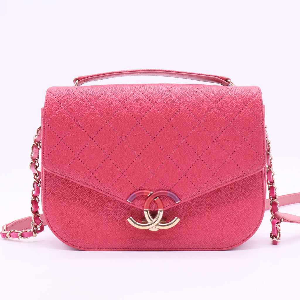 2018 Thread Around Flap Bag Quilted Caviar Medium Twins