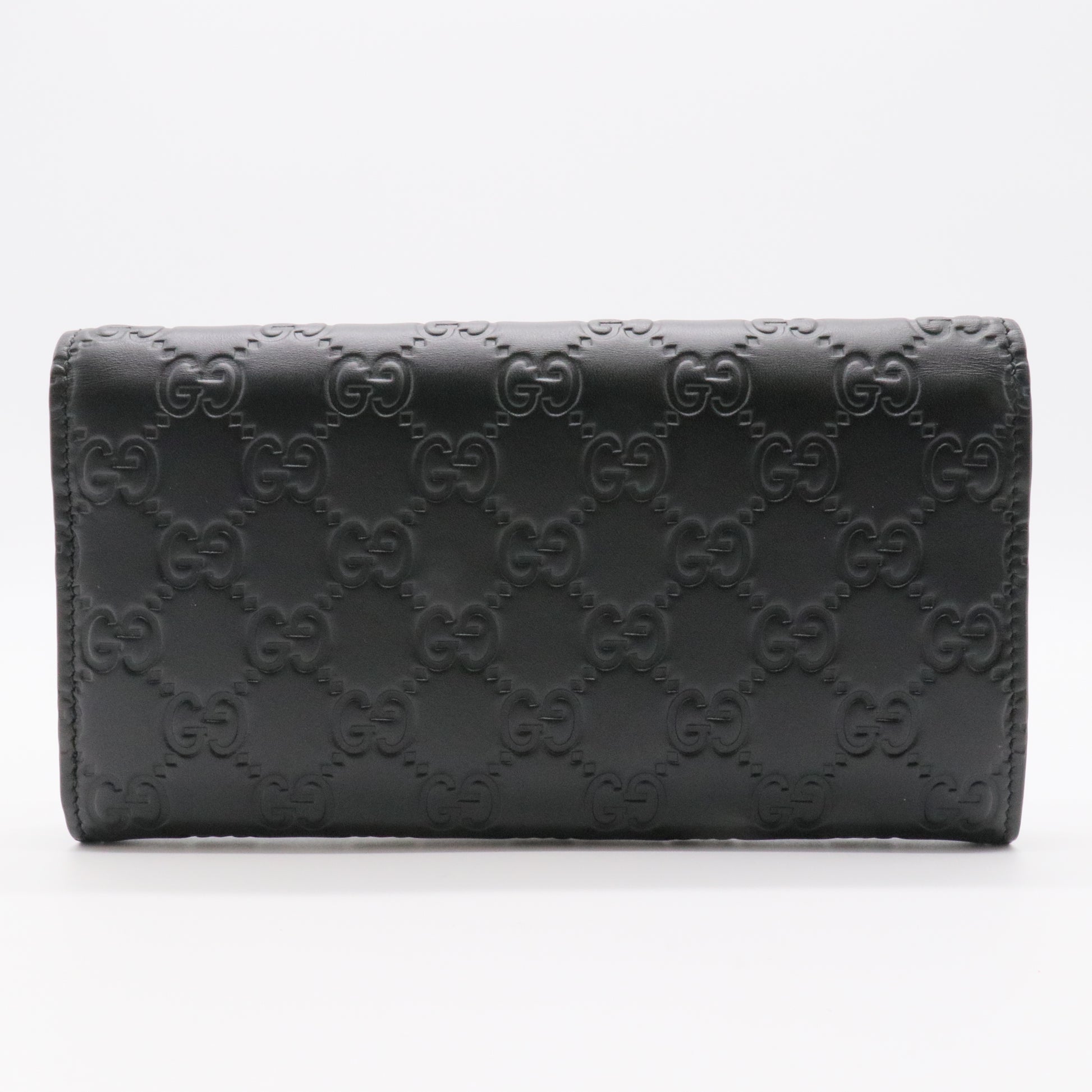 Black Guccissima Leather Bow Flap Continental Wallet