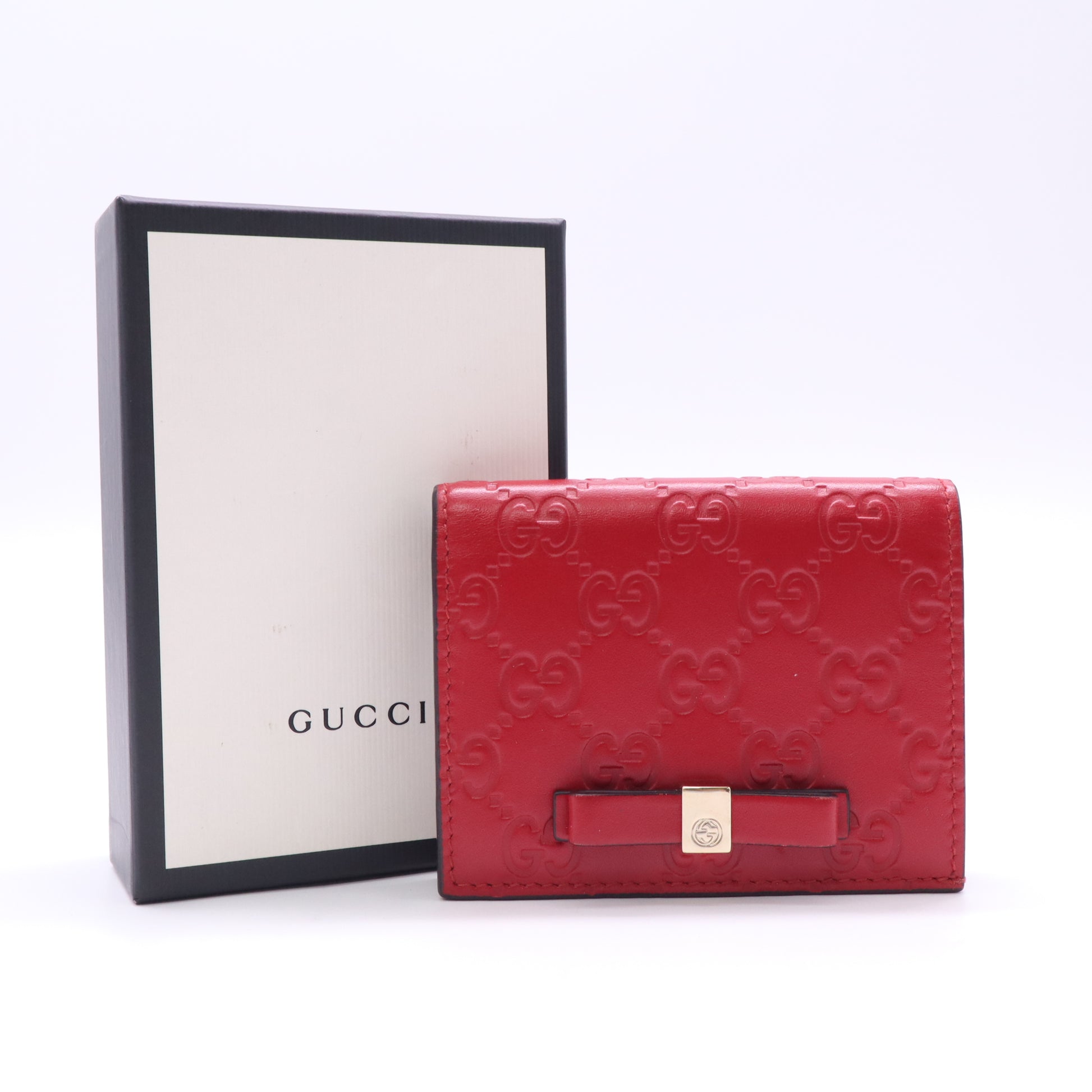 Gucci Guccissima Bow Bifold Card Case Wallet W22840
