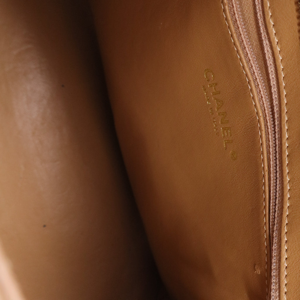 Chanel Beige Quilted Caviar Leather Medallion Tote Bag Twins LDJ3226