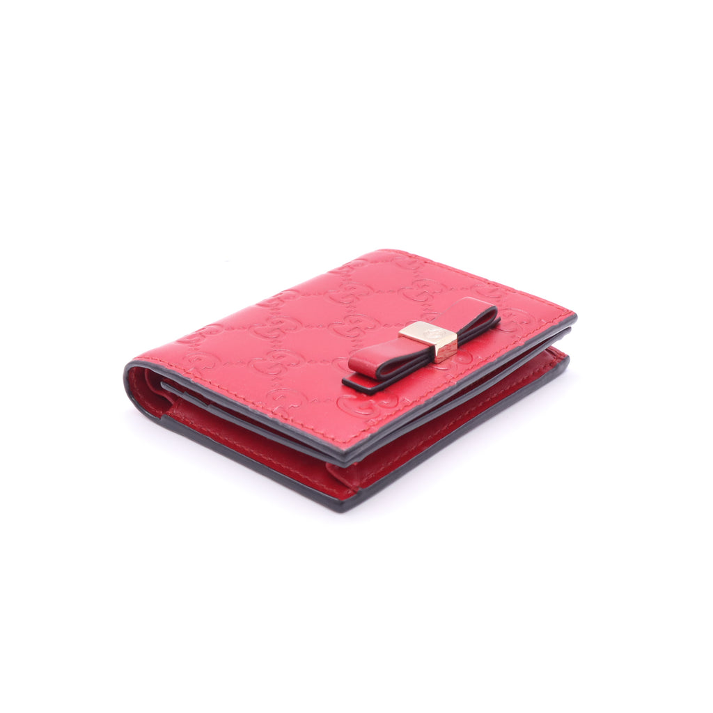 Gucci Guccissima Bow Bifold Card Case Wallet W22840