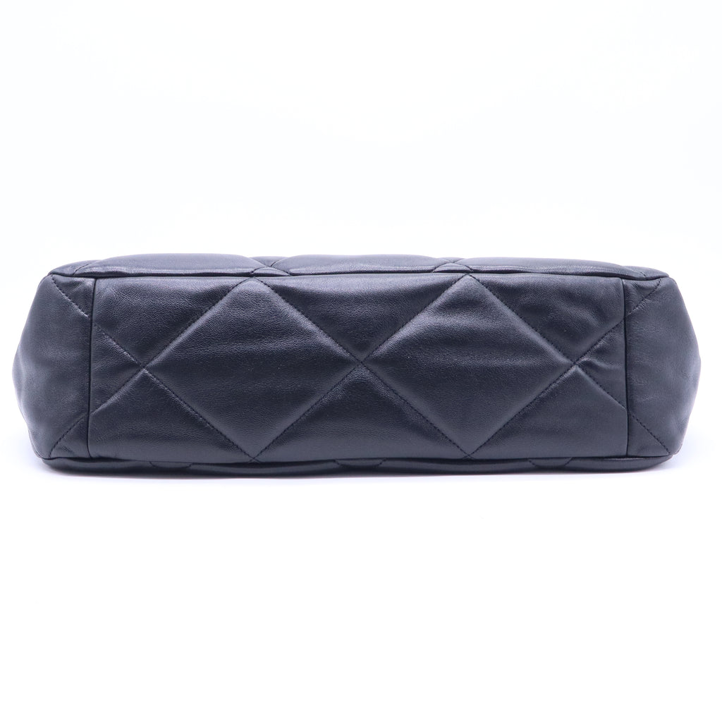 Chanel Goatskin Quilted Maxi Chanel 19 Flap Black Color Bag Twins B21553