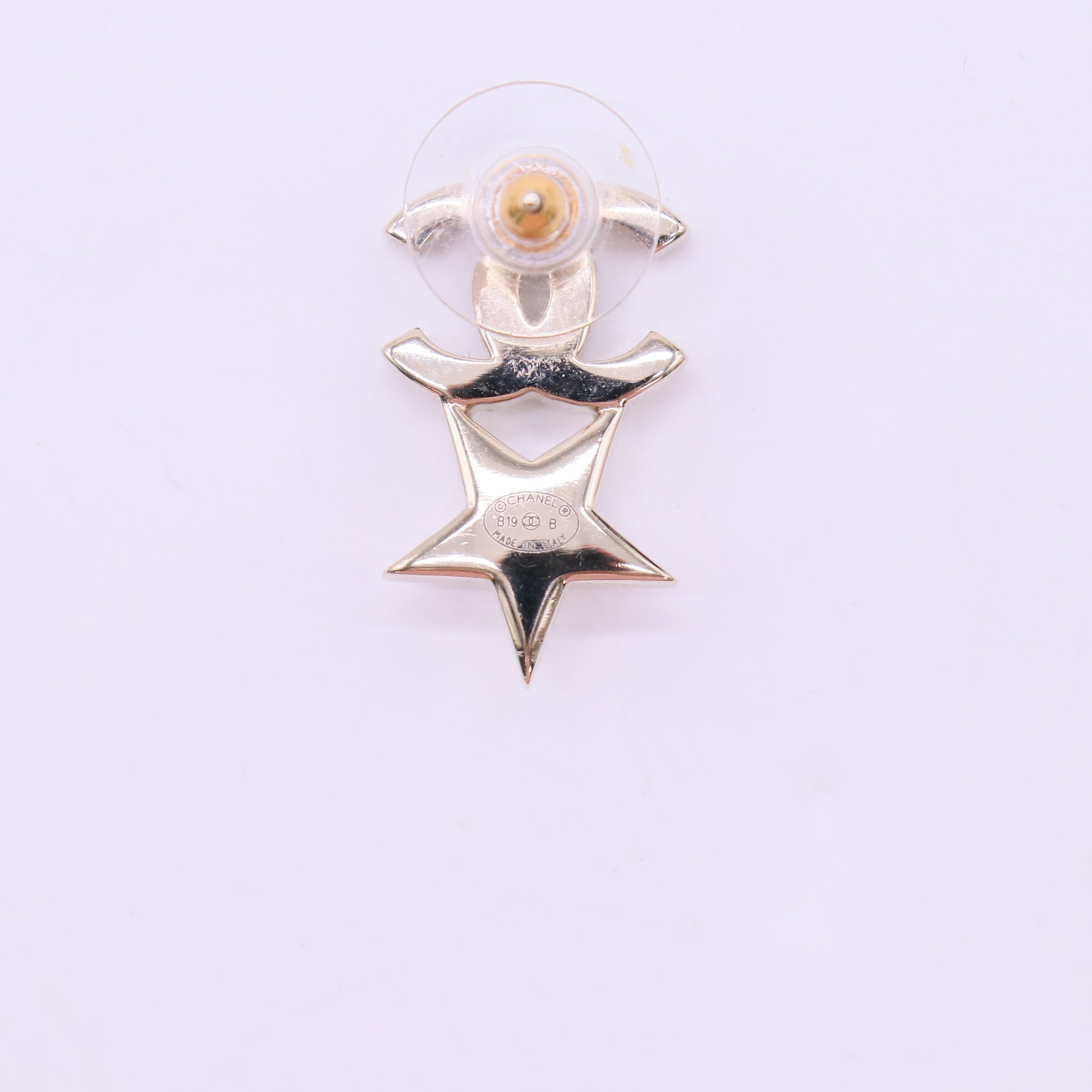 Chanel Crystal Pearl CC Star Heart Asymmetric Earrings W22136