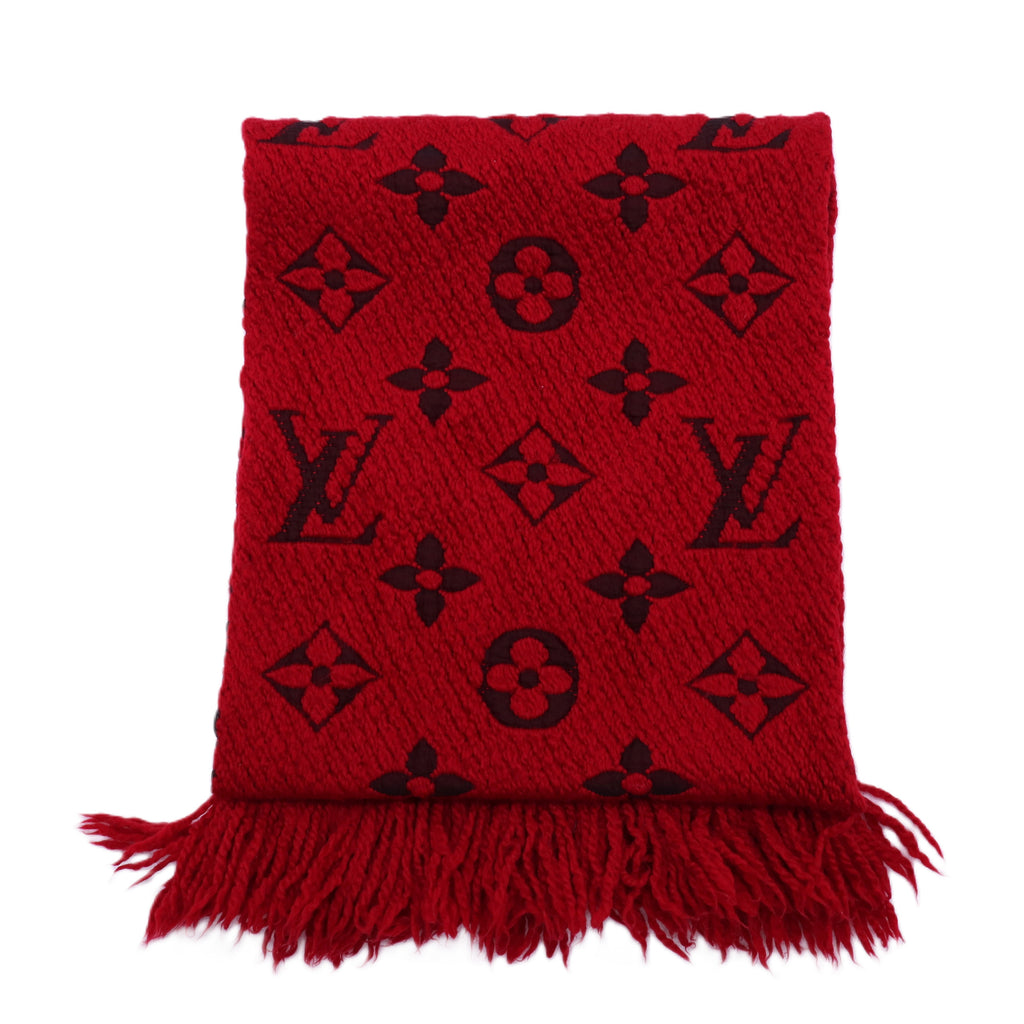 Red Wool Silk Logomania Scarf
