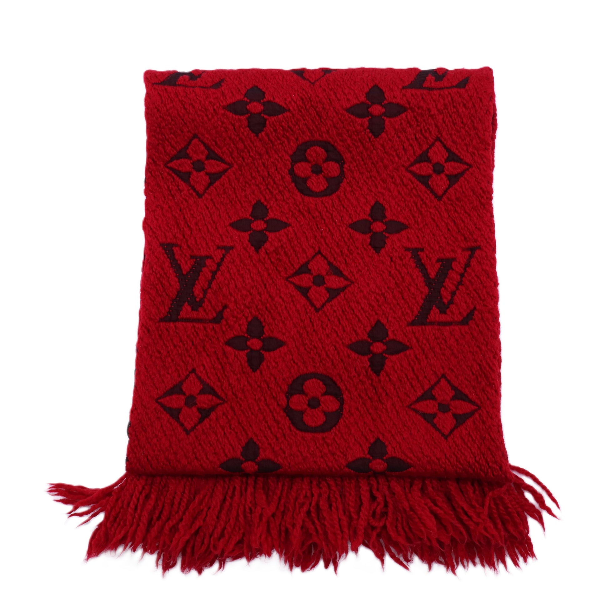 Red Wool Silk Logomania Scarf
