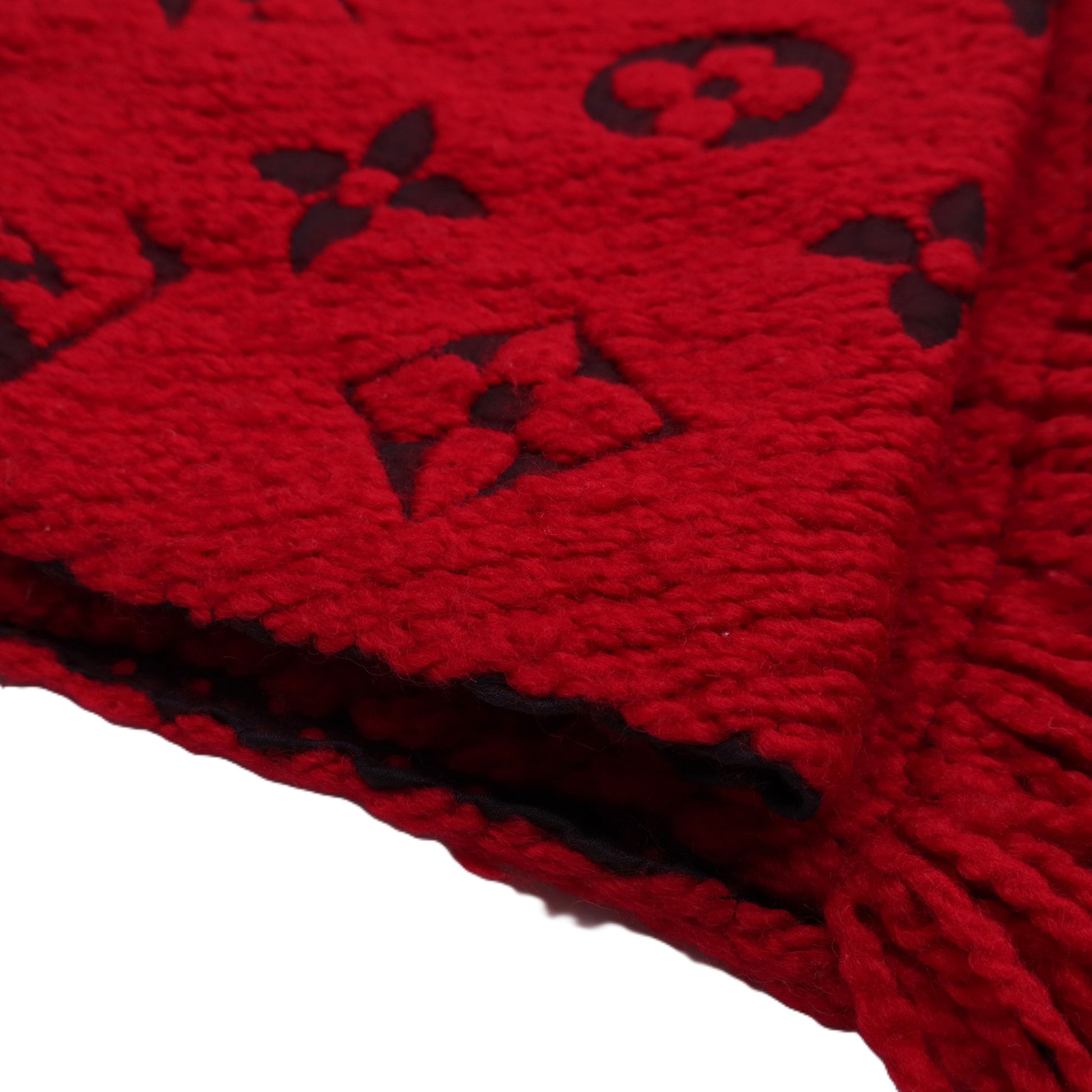 Red Wool Silk Logomania Scarf