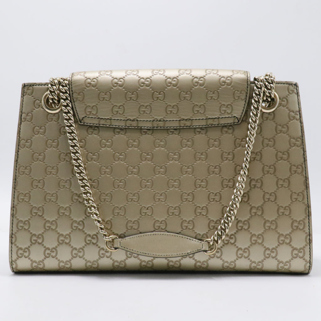 Emily Chain Flap Shoulder Bag Guccissima Leather Large