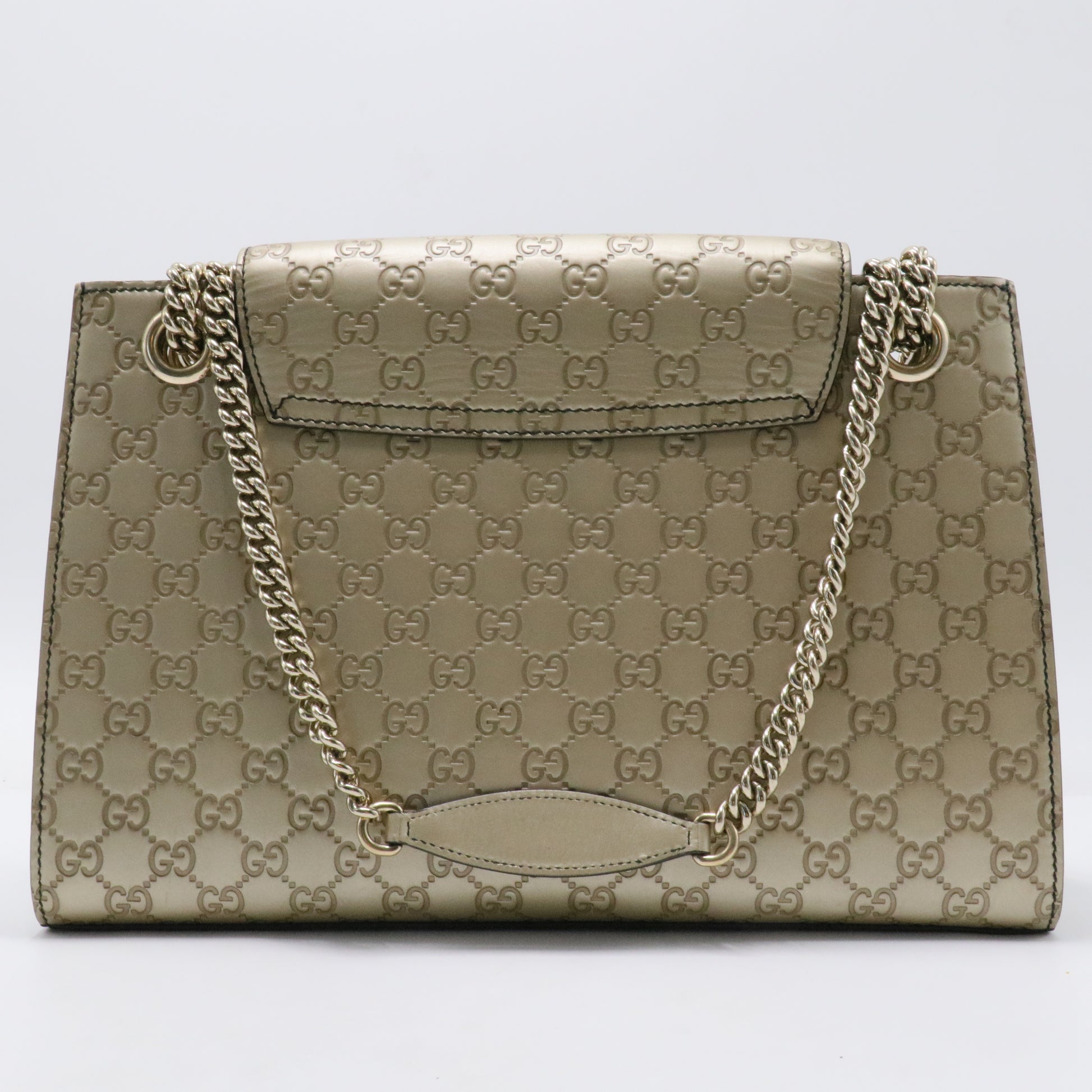 Emily Chain Flap Shoulder Bag Guccissima Leather Large