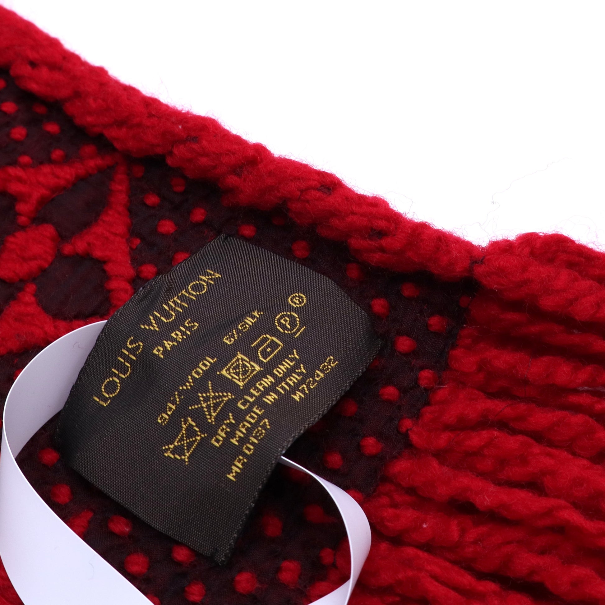 Red Wool Silk Logomania Scarf