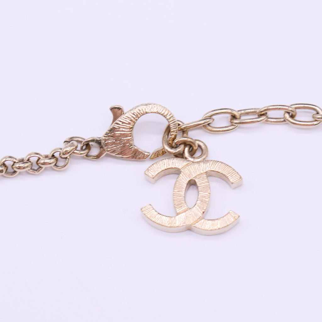 Chanel Crystal CC Octagonal Scroll Pendant Necklace W22139