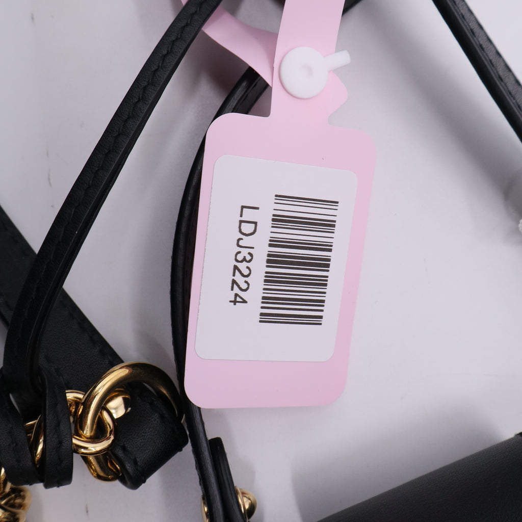 Beige/Black GG Coated Canvas Supreme Gold Bee Print Large Padlock Shoulder Bag twins LDJ3224