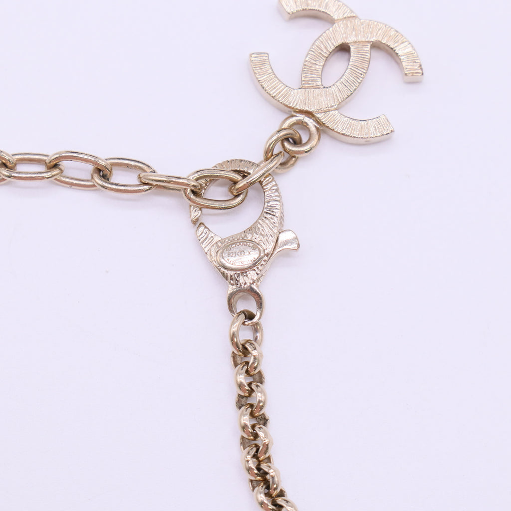 Chanel Crystal CC Octagonal Scroll Pendant Necklace W22139