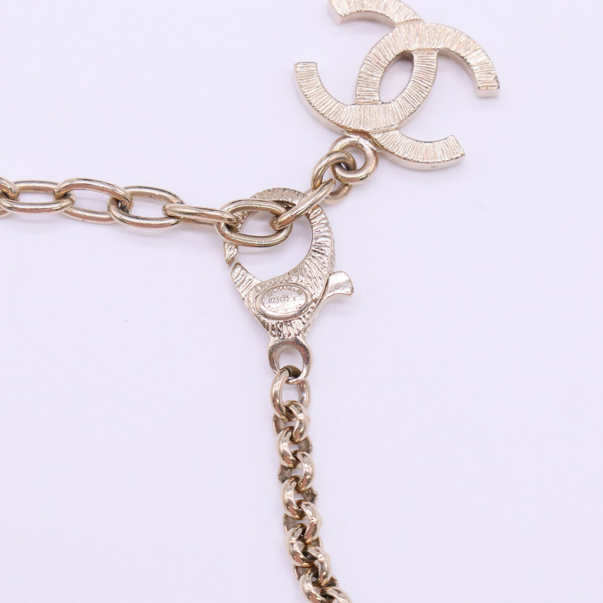 Chanel Crystal CC Octagonal Scroll Pendant Necklace W22139