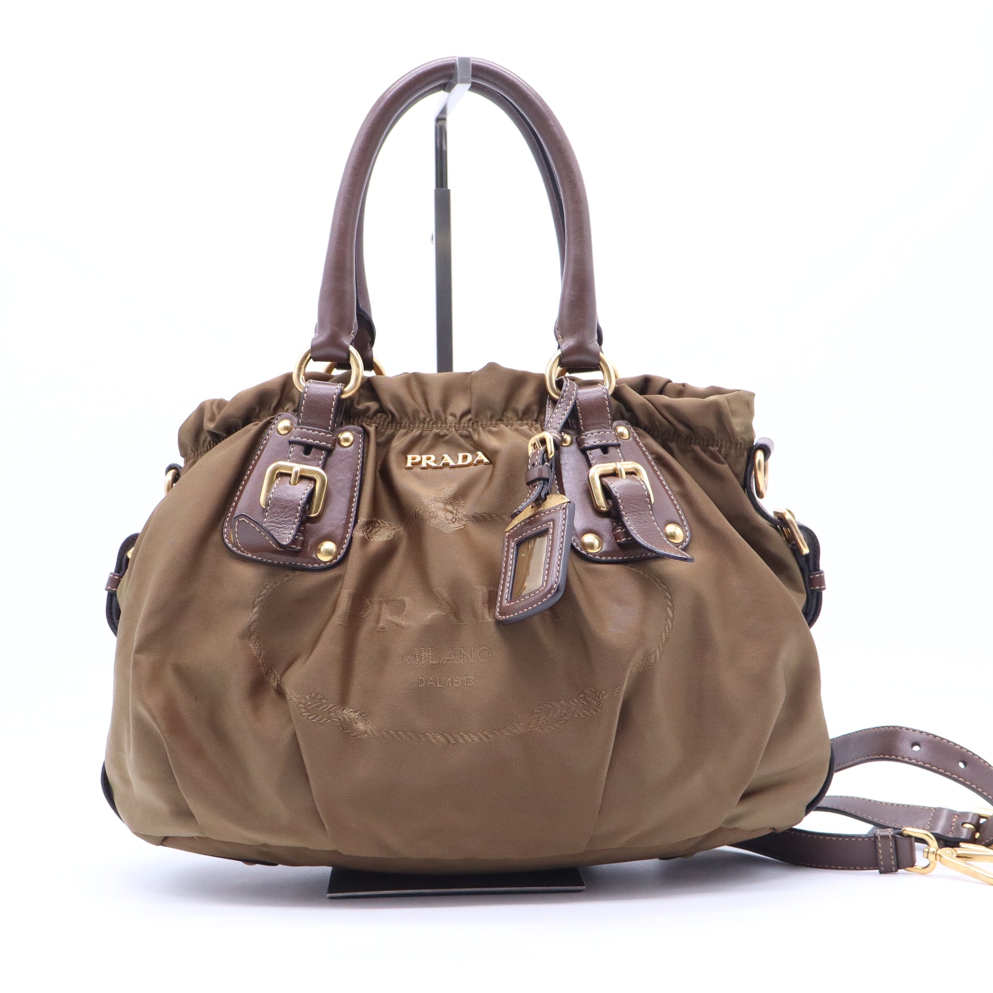 Soft Calf Gathered Tote Nocciolo B21614