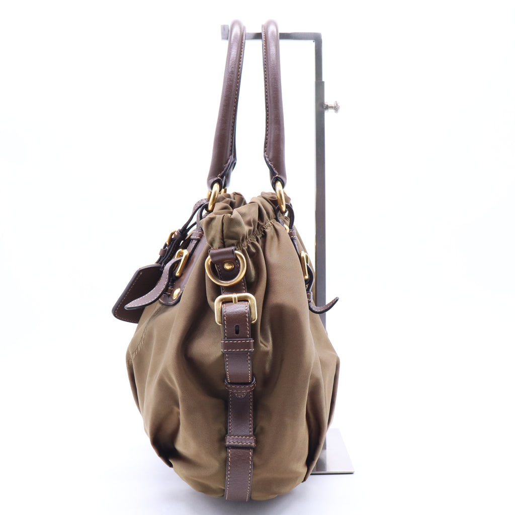 Soft Calf Gathered Tote Nocciolo B21614