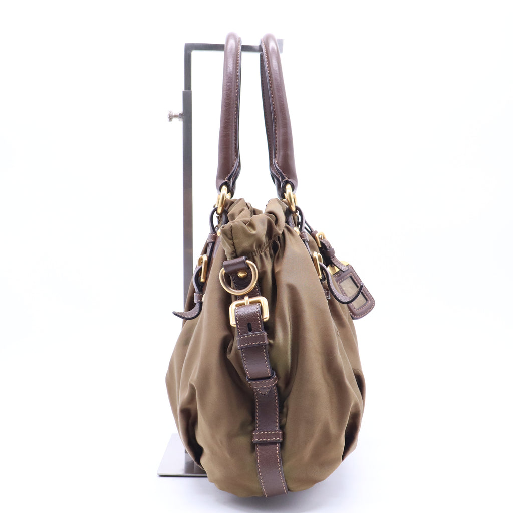 Soft Calf Gathered Tote Nocciolo B21614