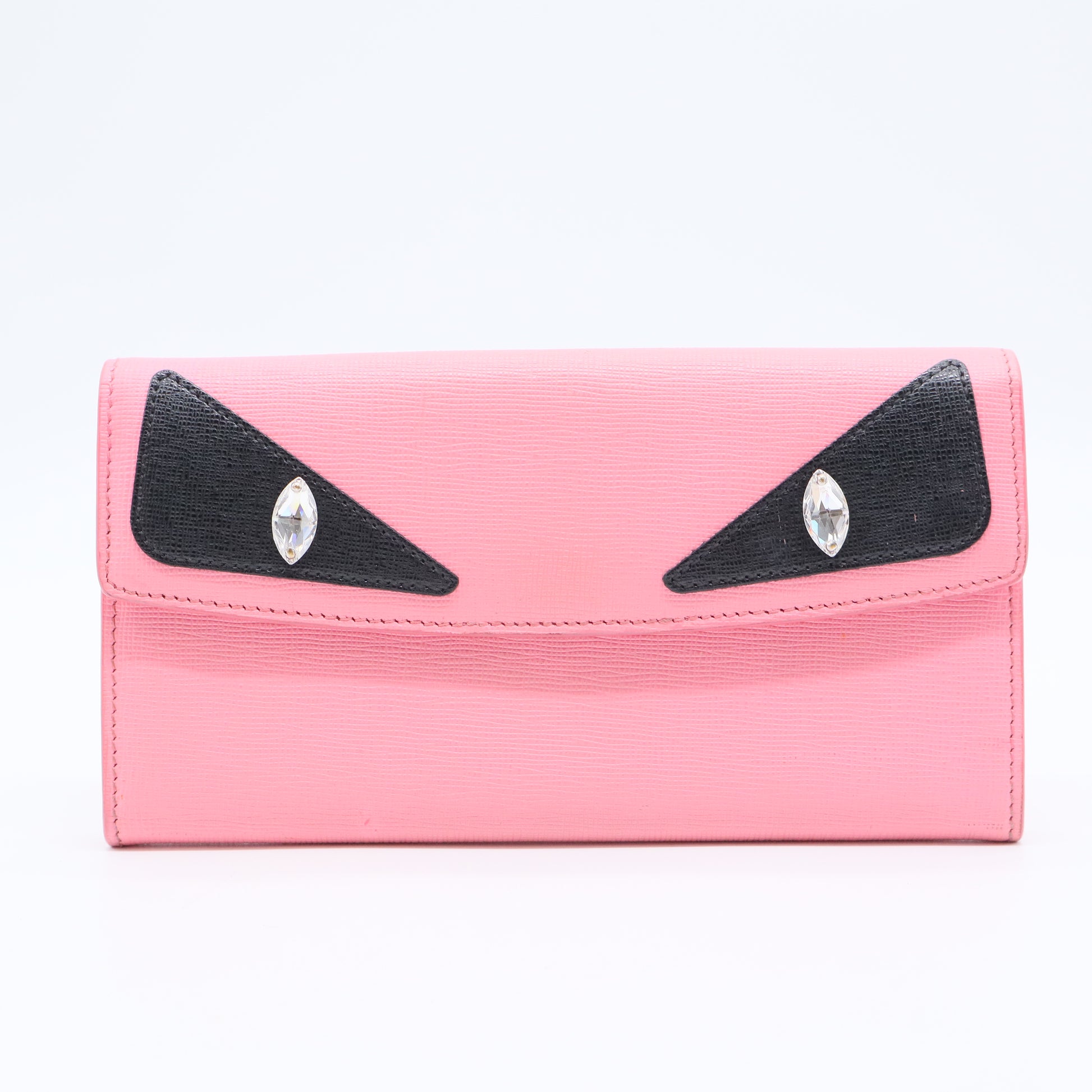 Lollypop Pink Vitello Leather Monster Eyes Simple Wallet