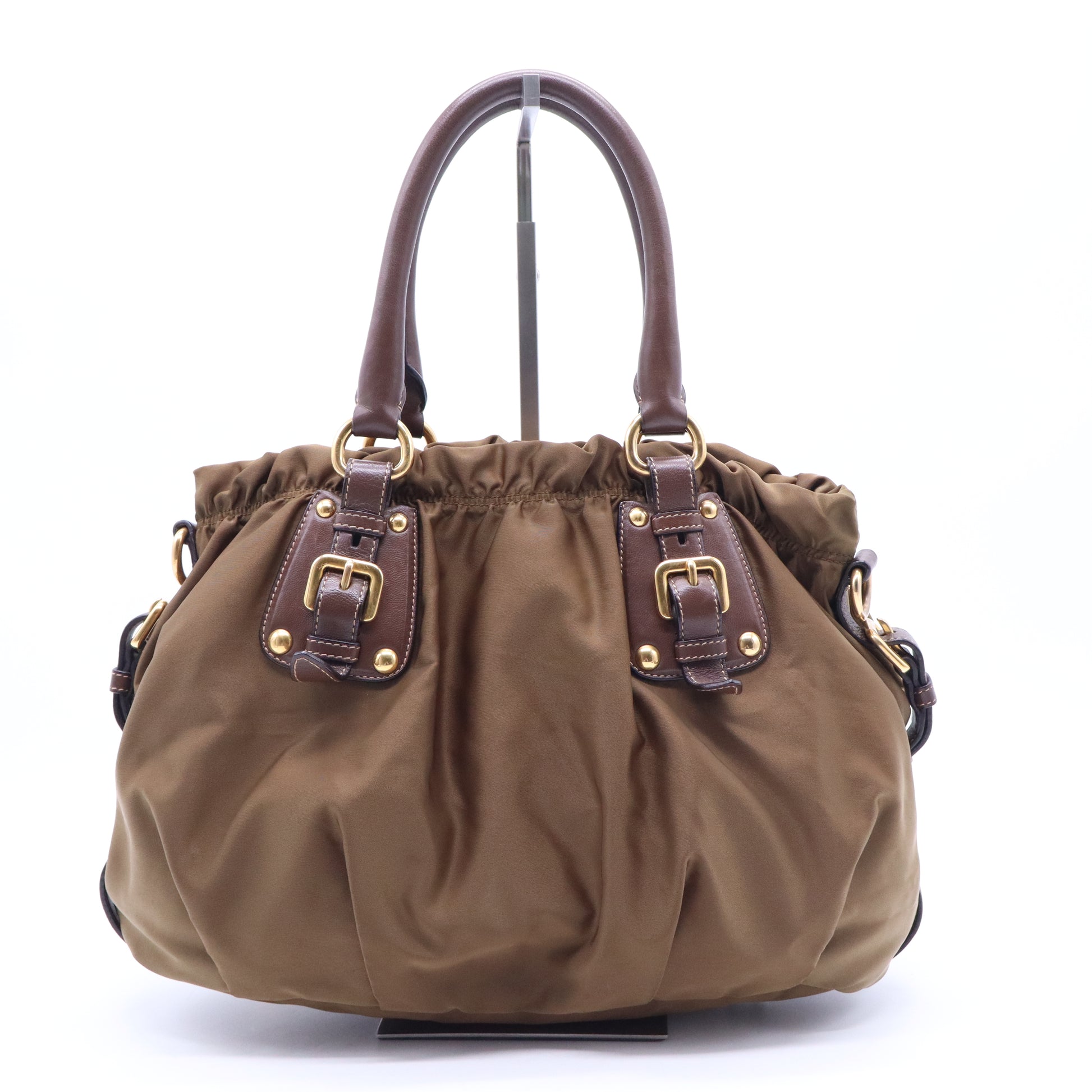 Soft Calf Gathered Tote Nocciolo B21614