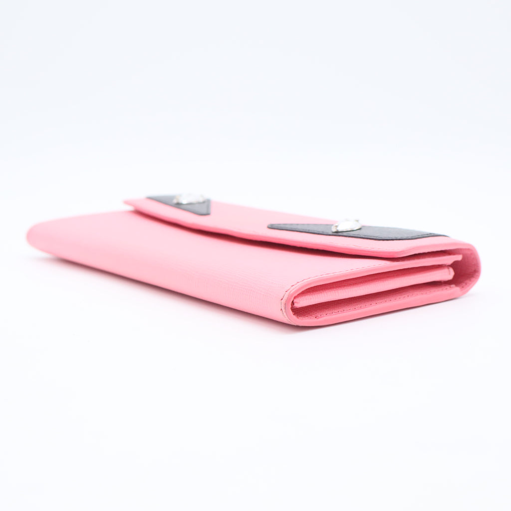 Lollypop Pink Vitello Leather Monster Eyes Simple Wallet